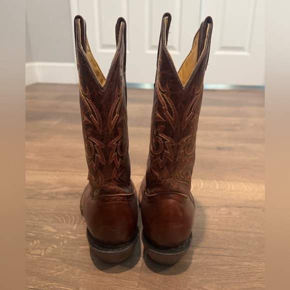 Unisex Brown Leather Handmade Cowboy Boots - Picture 4 of 10
